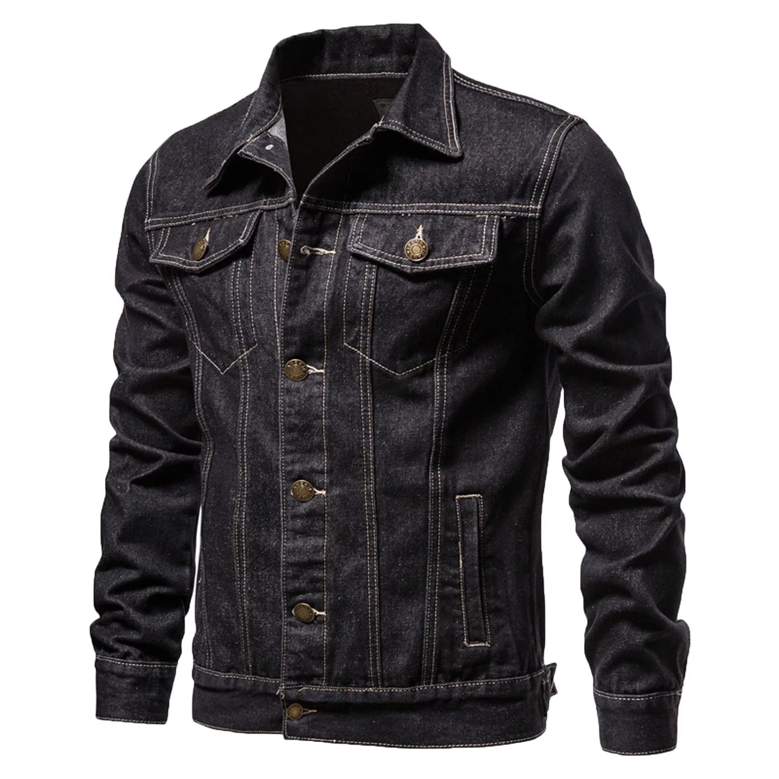Men Oversized Denim Jacket plus Size Lightweight Button down Lapel Jean Coat Big and Tall Outwear Jackets